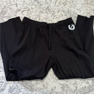 Pink Victoria Secret Black Joggers with Embroidered Logo